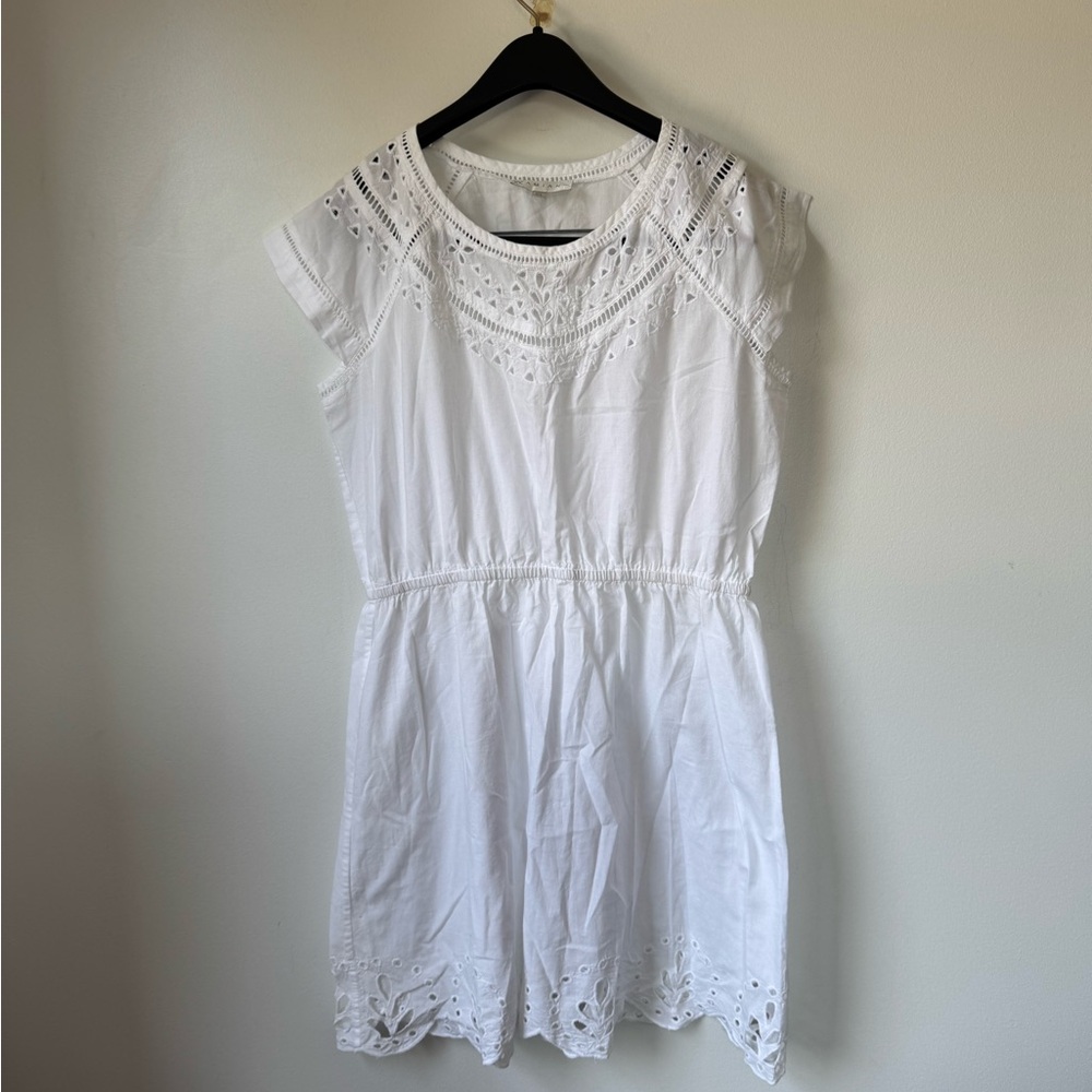 Size L Amiani White Eyelet Lace Mini Dress